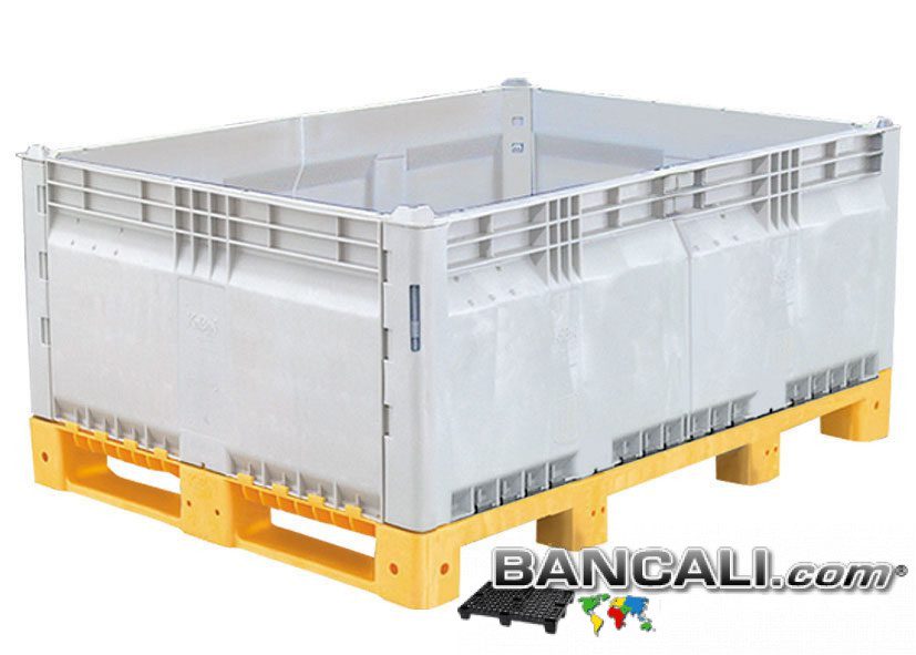 BOX in PLASTICA x EXPORT 550L. cm. 80x120 h.85 + COPERCHIO Pareti chiuse 4  Piedi;  ExportBox®  Kg. 33