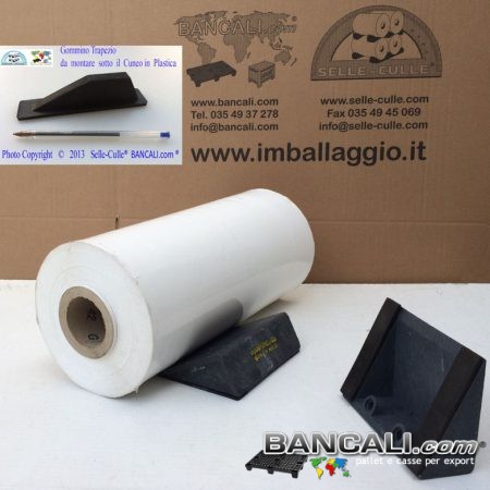 Cunei Cuneo in Plastica 200 mm. Zeppa Universale con 2 Gommini antiscivolo, per Bloccare le Bobine o Cilindri in genere. Peso Tara 500 gr.
