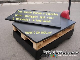 Pianale Coperchio 830 x 1220 mm. in Plastica, h 35 mm. idoneo pert  tutti i bancali 80x120 dotato di  Bordi sopra e Basetta sotto . Colore Bianco Peso Tara Kg. 4,6