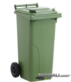 Cassonetto per Rifiuti 120 Litri in plastica di vari colori per la Raccolta Differenziata Altezza 950 mm Larghezza 480 mm. Lunghezza 530 mm. con 2 Ruote in gomma piena Peso Tara 7,5 Kg