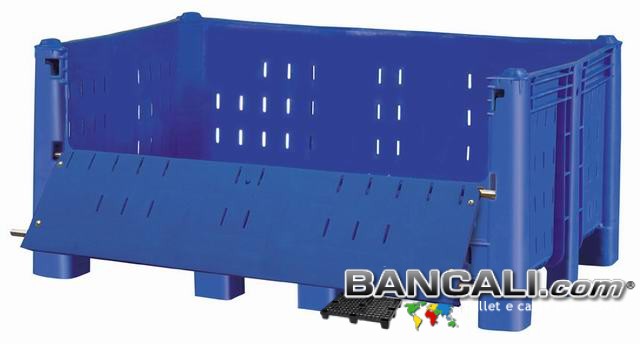 Agri Box Bins Lungo 1610 mm. Largo 1040 mm con 4 Route alto 840 mm in Plastica Vergine 10 Piedi. Peso Tara 60 Kg.