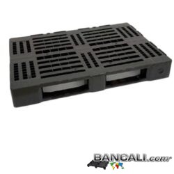 EuroPALLET in Plastica 800x1200 di PP= Polipropilene Riciclato. con 2 Slitte, Idoneo come EXPORT-PALLET® Colore  grigio scuro OPACO. Peso Tara 15 Kg.
