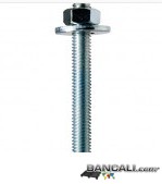 Barra Zincata Filettata M12 Lunga 240 mm. comprensiva di Dado Sottile, Rondella Zincata e Rondella in Gomma.