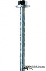 Barra Zincata Filettata M12 Lunga 640 mm comprensiva di Dado Sottile, Rondella Zincata e Rondella in Gomma.